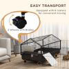 Small Animal Cage with Foldable Run Area, Rolling Bunny Cage, Guinea Pig Cage with Water Bottle, Water Bowl, and Ramps, 46.5" - Image 5