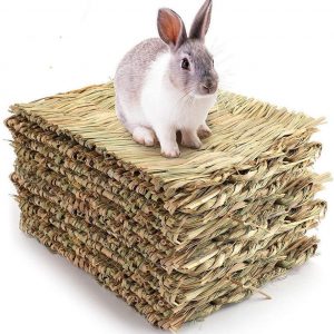 3 Pack Natural Wood Rabbit Bunny Mat Toy Bed For Small Animals Like Guinea Pig And Parrot - Durable And Cozy Straw Mat Set