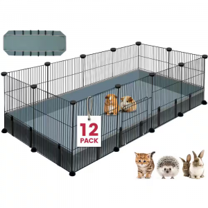 48" L X 24" W X 16" H 12 Panels Small Animal Playpen with Waterproof Mat, C&C Cage for Guinea Pigs,Puppy Play Pen