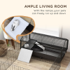 Small Animal Cage with Foldable Run Area, Rolling Bunny Cage, Guinea Pig Cage with Water Bottle, Water Bowl, and Ramps, 46.5" - Image 3