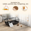 Small Animal Cage with Foldable Run Area, Rolling Bunny Cage, Guinea Pig Cage with Water Bottle, Water Bowl, and Ramps, 46.5" - Image 4