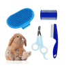 Rabbit Grooming Kit Tear Stain Remover Cleaning Combs Pet Nail Clipper Double-Sided Shampoo Bath Brush for Guinea Pig Bunny - Image 2