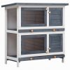 vidaXL Rabbit Hutch Bunny Cage Pet House for Small Animals Solid Pine Wood - Image 2
