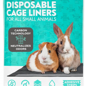 Disposable Guinea Pig Cage Liners | Bamboo Charcoal Odor Controlling | Super Absorbent Liners Pee Pads for Ferrets, Rabbits, Hamsters, and Small Animals (28" X 17" (C&C 2 X 1), 8 Count)