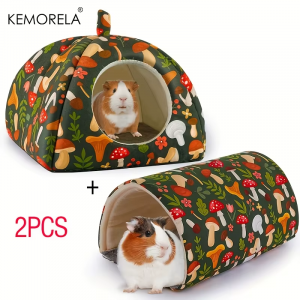 KEMOREL 2PCS Guinea Pig Hideout Soft Guinea Pig Bed and Washable Guinea Pig Tunnel Guinea Pig Accessories for Hamster Rabbit
