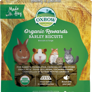 Animal Health Organic Rewards Barley Biscuit Treats, Barley Guinea Pig & Bunny Treats, Pet Snack for Rabbit, Carrot, Apple, Made with  Guinea Pig Hay, Alfalfa for Rabbit, 2.65 Oz Bag