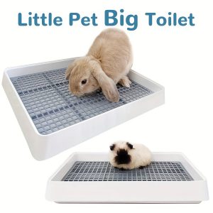 Resin Guinea Pig Toilet Tray, Small Pet Litter Box with 0.39x0.39 inch Grid for Training, Easy Clean Potty Corner for Rabbit, Chinchilla, and Small Animals - Durable Indoor Pet Habitat Accessory