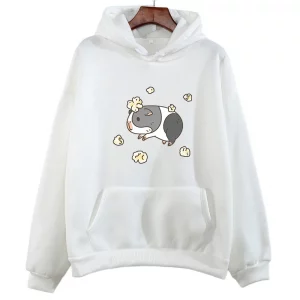 Domesticated Guinea Pig Animal Cavia Porcellus Anime Hoodie WOMEN Cartoon Kawaii/Cute Long-sleeved Sweatshirt Manga/Comic O-neck