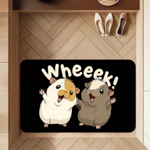 1pc Happy Guinea Pig Floor Mat - Machine Washable, Polyester Fabric, Suitable for Living Room, Laundry Room, Bedroom