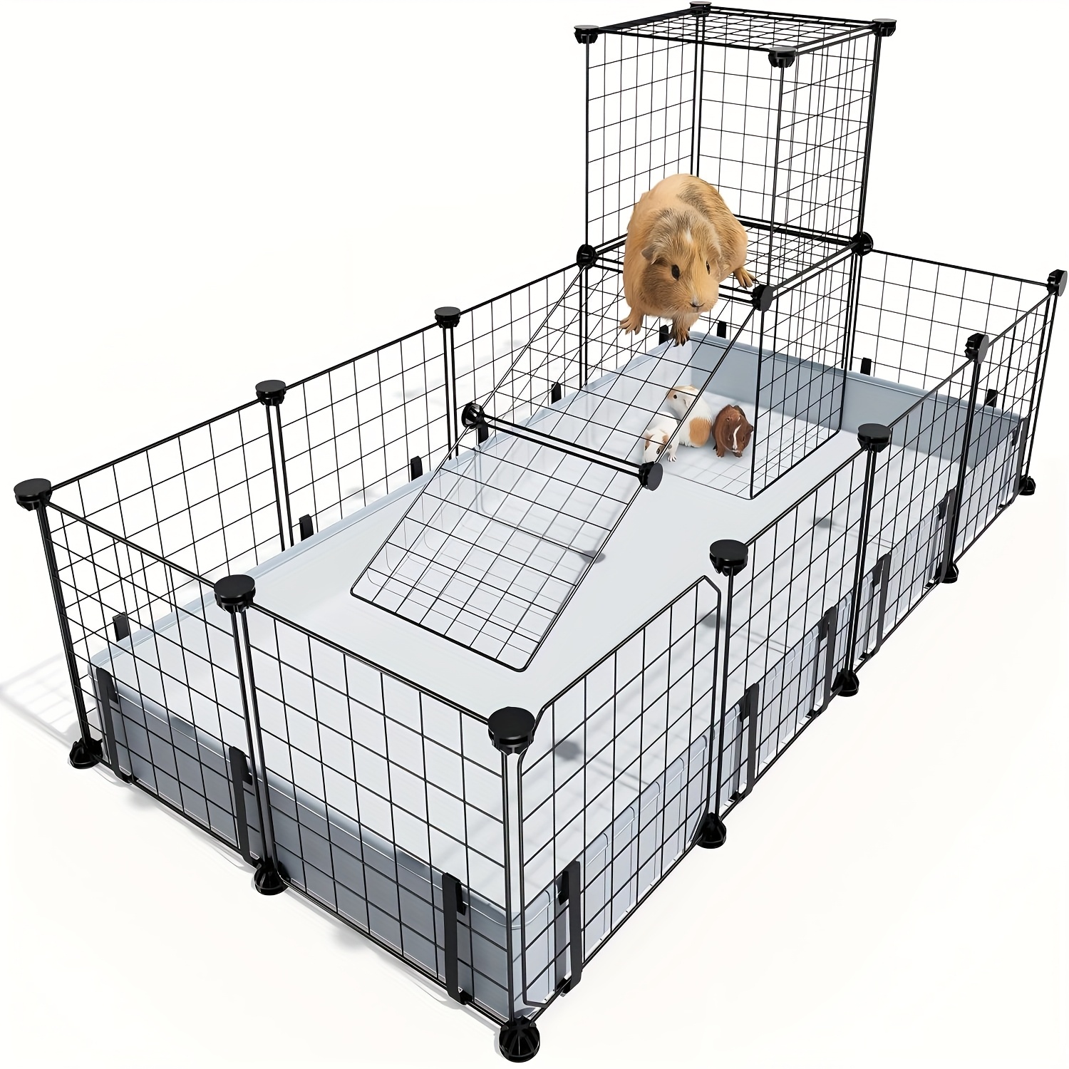 20 Panels Guinea Pigs Cages: BUCATSTATE Small Animal Cage with Waterproof Mat, Metal Hedgehog Cage with Door, C&C Cage for Guinea Pigs, Bunny, Hedgehogs, Chinchillas