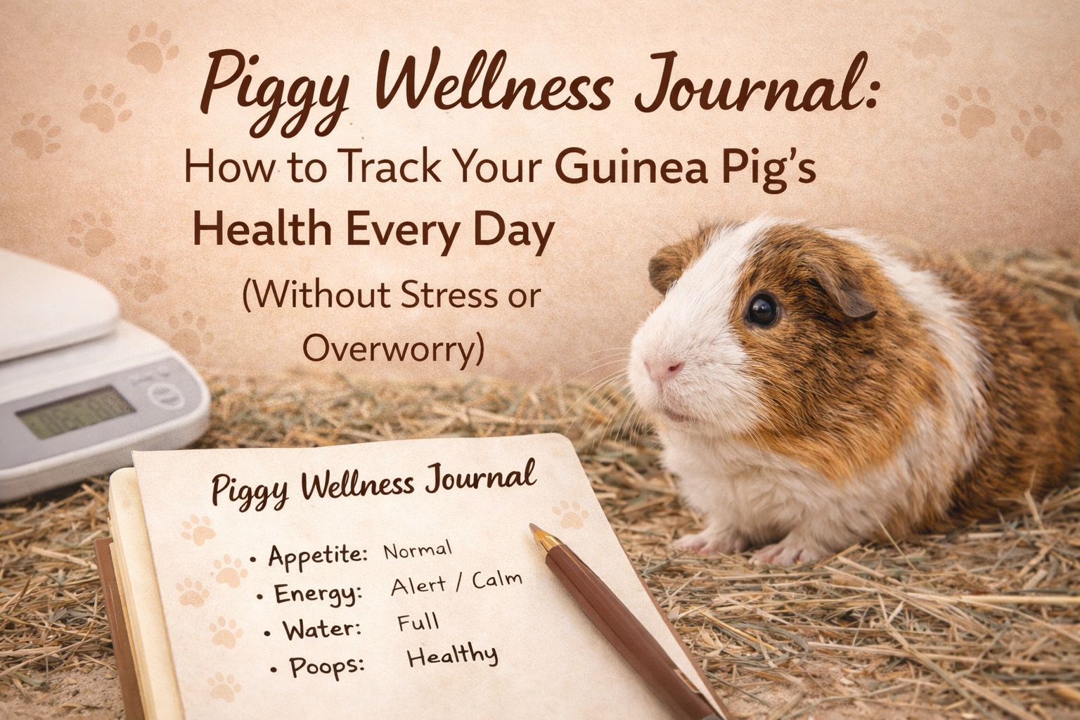 Piggy Wellness Journal: How to Track Your Guinea Pig’s Health Every Day (Without Stress or Overworry)